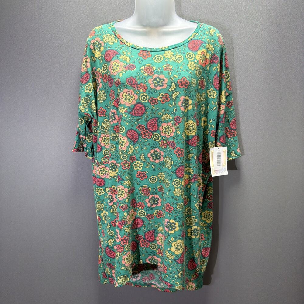 LuLaRoe Irma Tunic Medium Floral Paisley Green Soft NEW With Tags